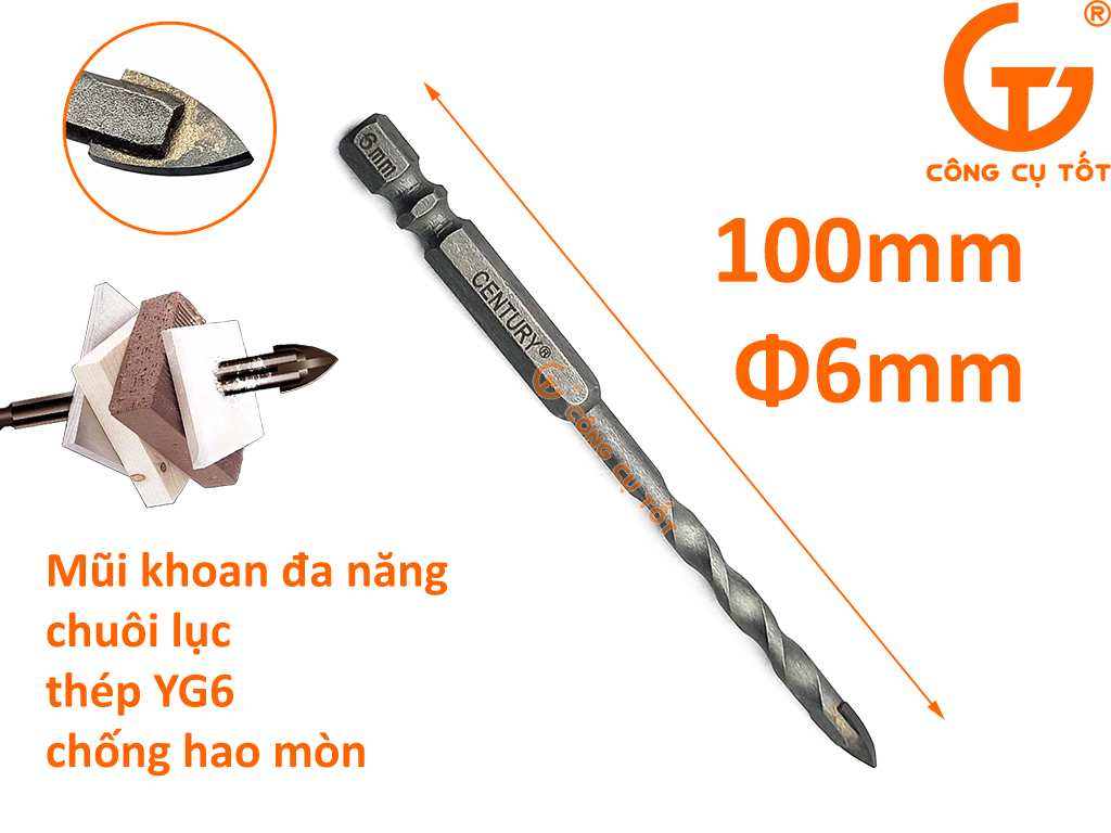 Hình ảnh 6 của mặt hàng Mũi khoan đa năng 2 cạnh 06mm Century