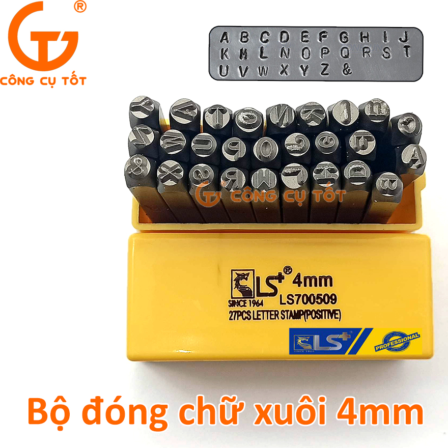 Hình ảnh 2 của mặt hàng Đóng Chữ Bộ 27pcs Xuôi 4mm LS - hộp vàng