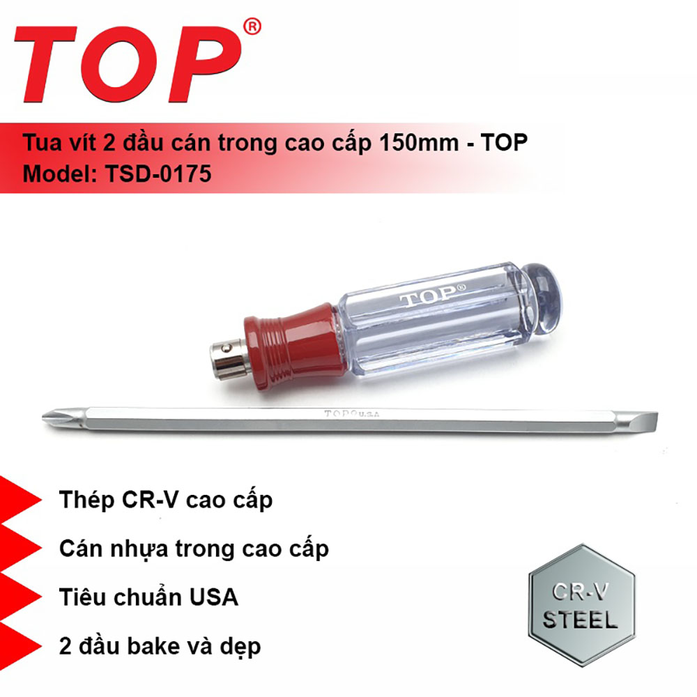 Hình ảnh 3 của mặt hàng Tua vít 2 đầu (cán trong) 1,5 tấc TOP