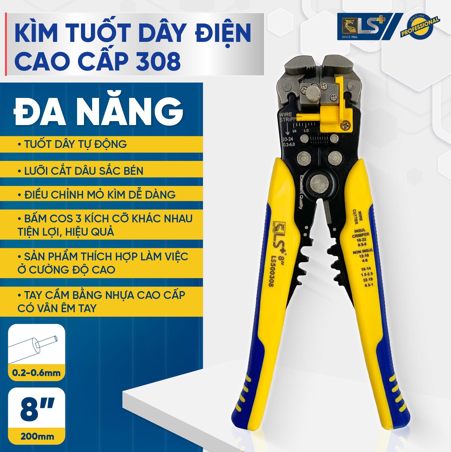 Hình ảnh 4 của mặt hàng Kìm Tuốt Dây Điện Cao cấp 308 LS