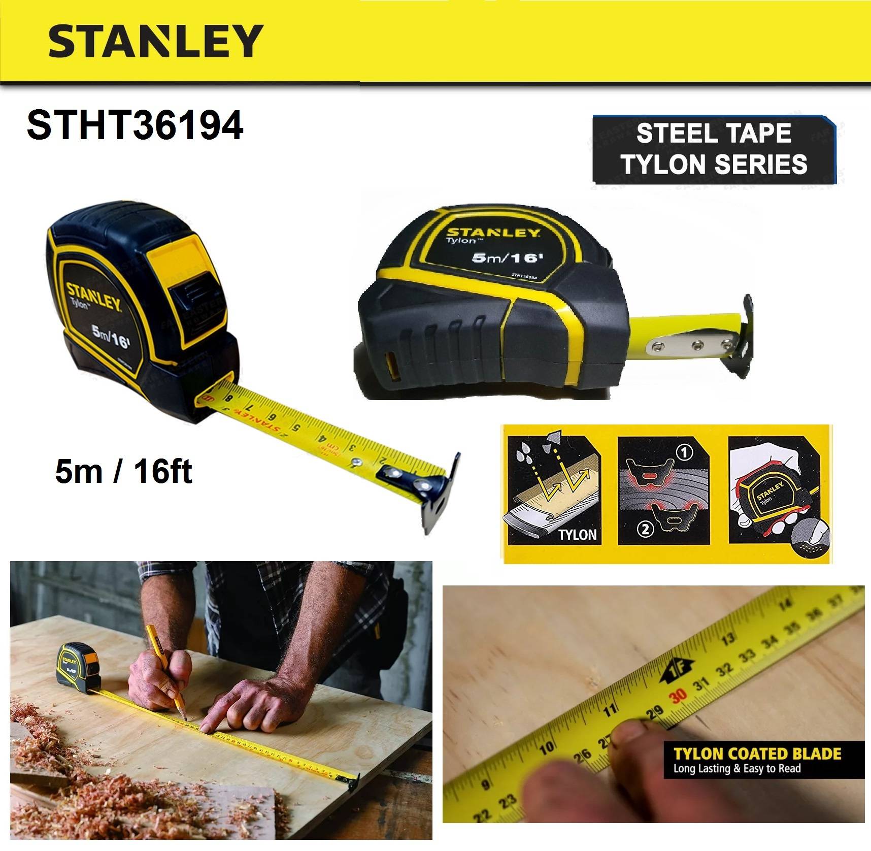 Hình ảnh 7 của mặt hàng Thước cuộn Tylon 5M/16-19MM Stanley STHT36194