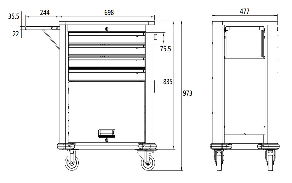 Hình ảnh 1 của mặt hàng Kệ tủ đựng dụng cụ 4 ngăn, có bánh xe Stanley STMT99069-8