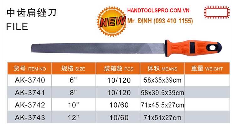 Hình ảnh 1 của mặt hàng Giũa dẹp (cán bọc nhựa dẻo) 6"/150mm