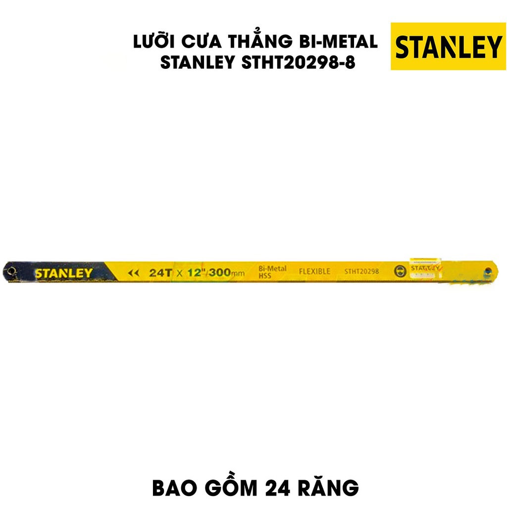 Hình ảnh 3 của mặt hàng Lưỡi cưa thẳng BI-METAL 24Tx12"/300mm (Hộp 100 lưỡi) Stanley STHT20298-8