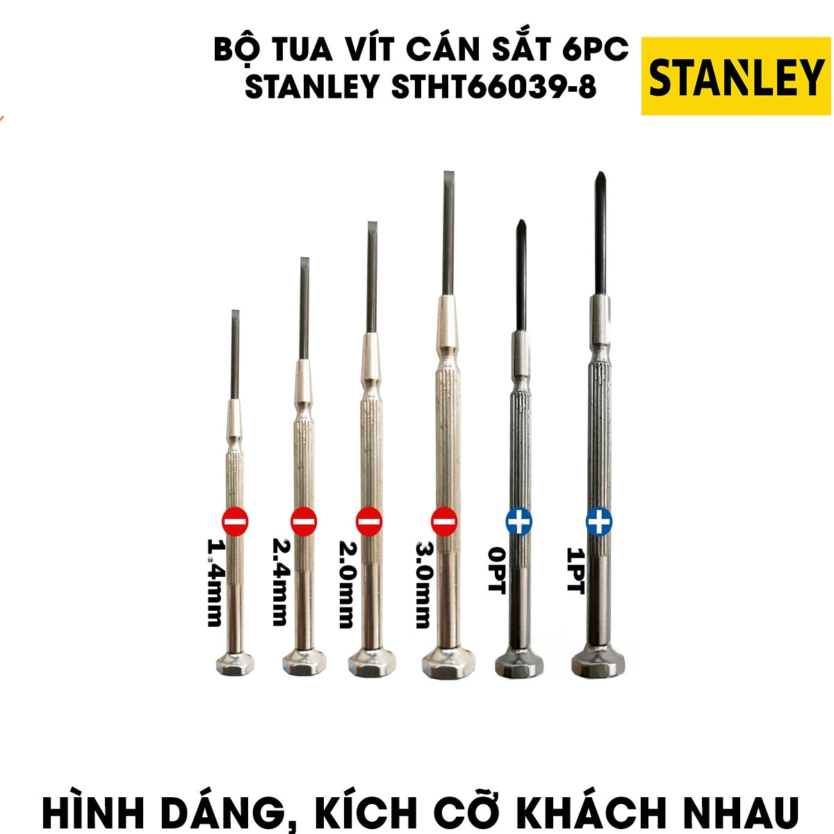 Hình ảnh 4 của mặt hàng Tua vít bộ cán sắt, 6pc Stanley STHT66039-8