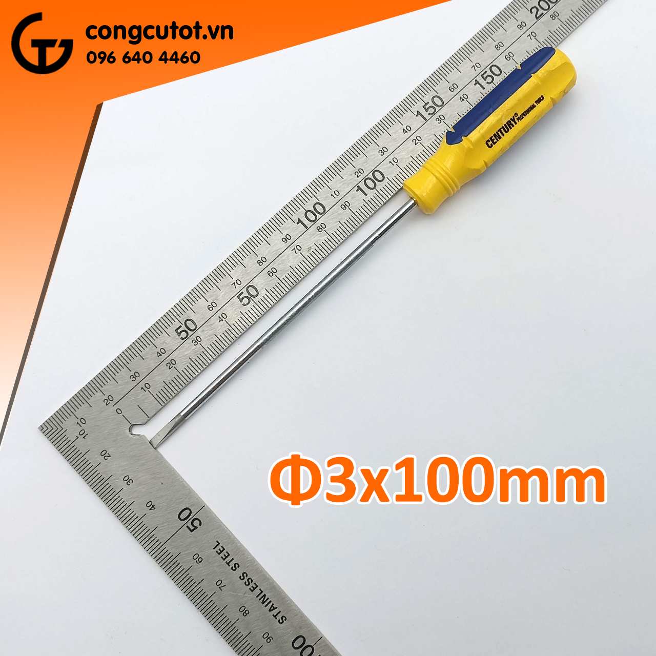 Hình ảnh 5 của mặt hàng Tô vít SỌC dẹp 3x100mm Century (-)