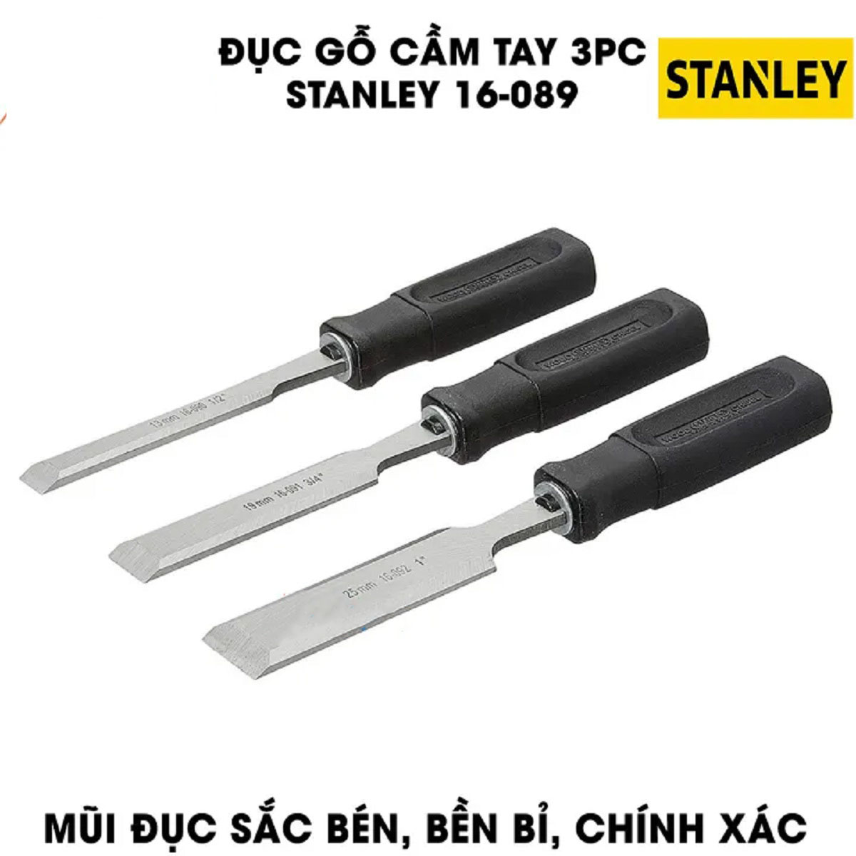 Hình ảnh 9 của mặt hàng Đục gỗ cầm tay bộ 3 cái (13,19,25mm) Stanley 16-089