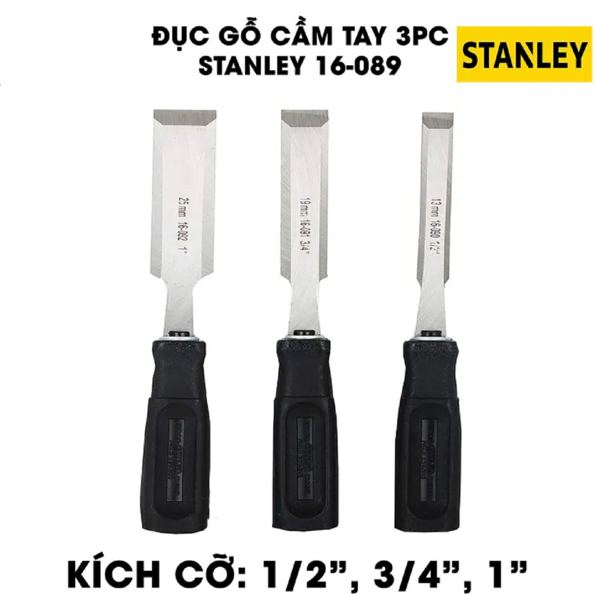 Hình ảnh 11 của mặt hàng Đục gỗ cầm tay bộ 3 cái (13,19,25mm) Stanley 16-089