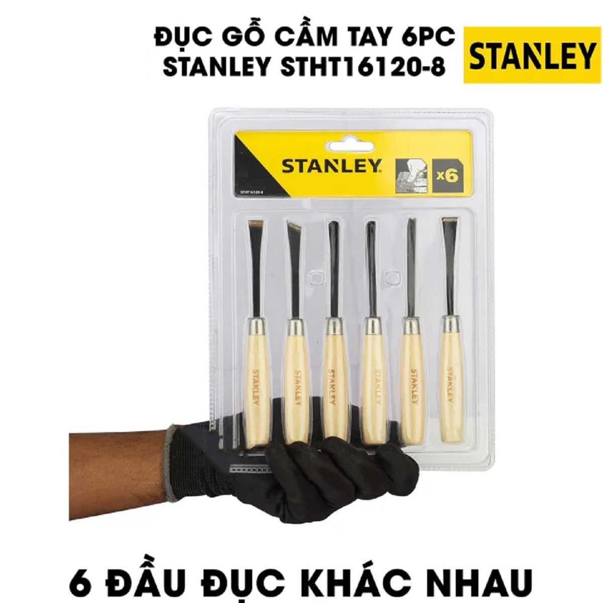 Hình ảnh 7 của mặt hàng Đục gỗ cầm tay 1/4" bộ 6 cây Stanley STHT16120-8