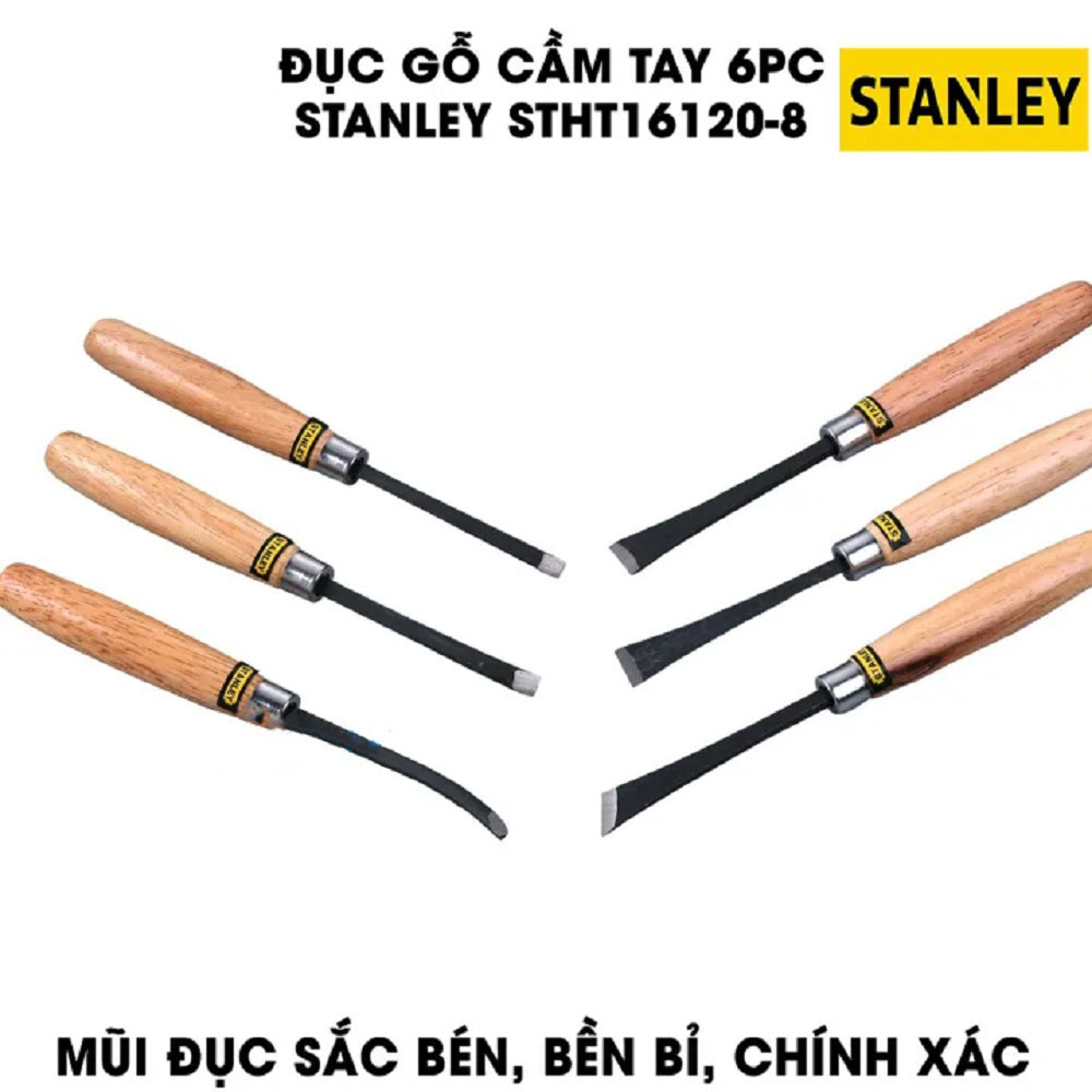 Hình ảnh 8 của mặt hàng Đục gỗ cầm tay 1/4" bộ 6 cây Stanley STHT16120-8