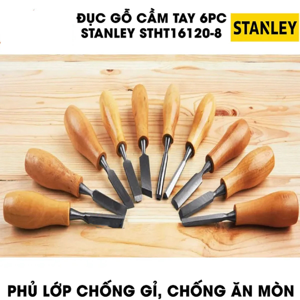 Hình ảnh 10 của mặt hàng Đục gỗ cầm tay 1/4" bộ 6 cây Stanley STHT16120-8