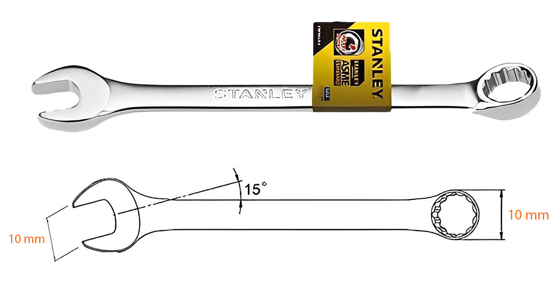 Hình ảnh 9 của mặt hàng Cờ lê vòng miệng BASIC 10mm Stanley STMT80219-8