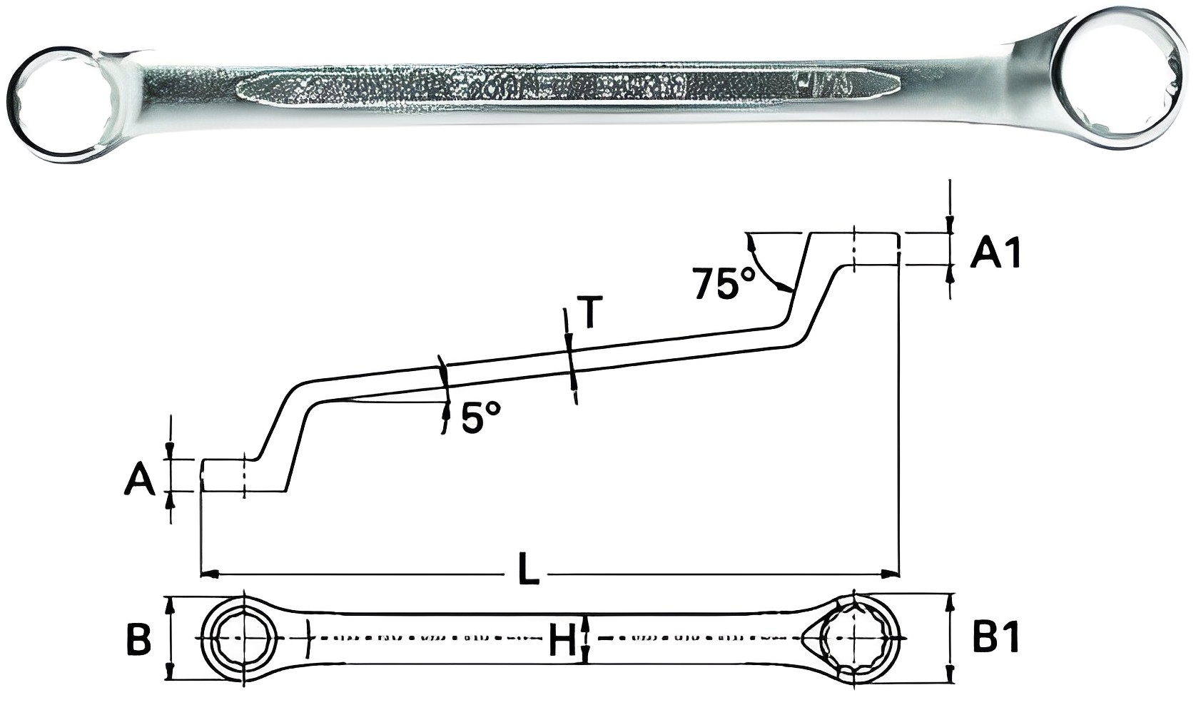 Hình ảnh 2 của mặt hàng Cờ lê 2 đầu vòng 75° 6x7mm Stanley 87-801-1