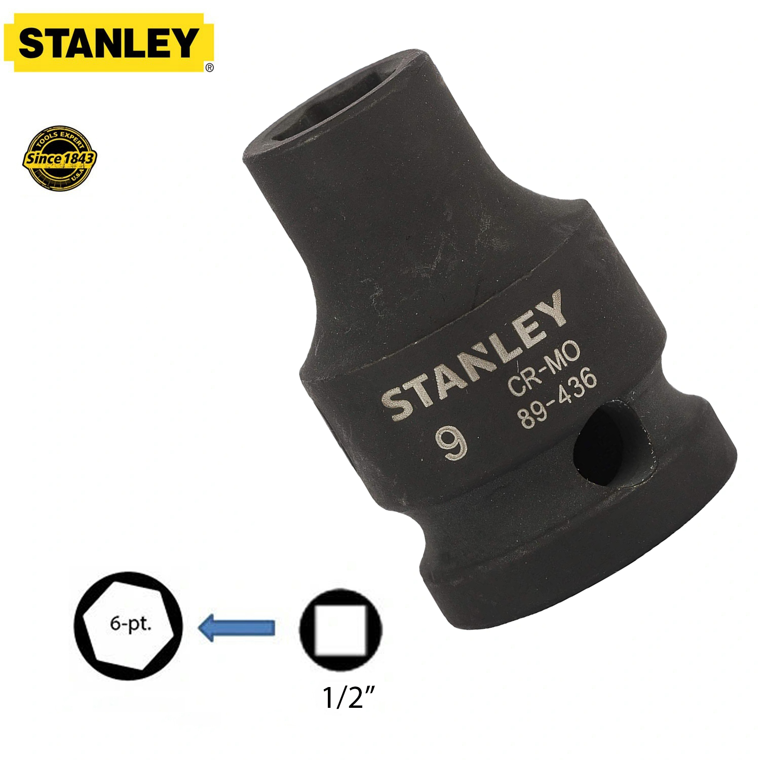 Hình ảnh 7 của mặt hàng Đầu tuýp 1/2" 9mm Stanley STMT89436-8B