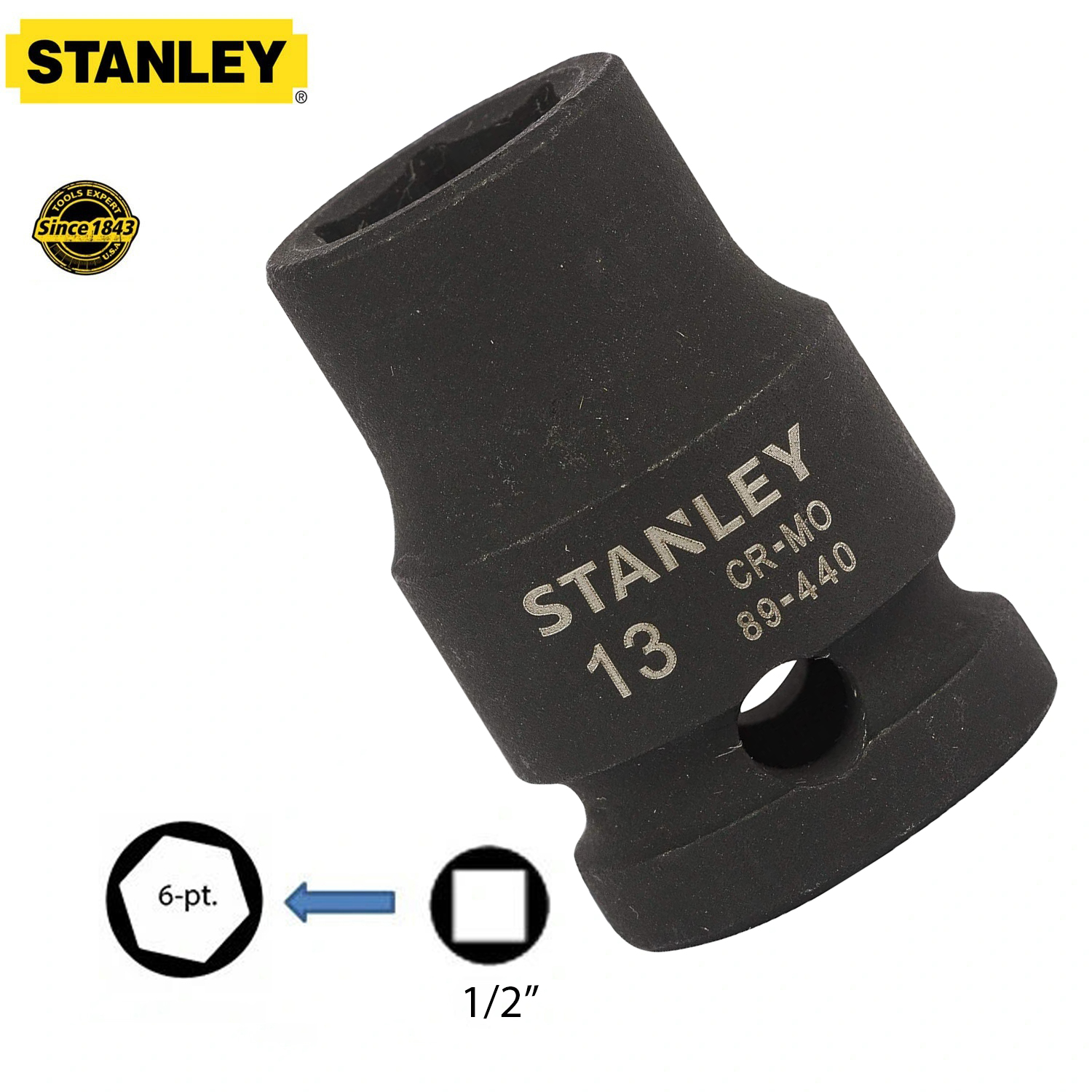 Hình ảnh 7 của mặt hàng Đầu tuýp 1/2" 13mm Stanley STMT89440-8B