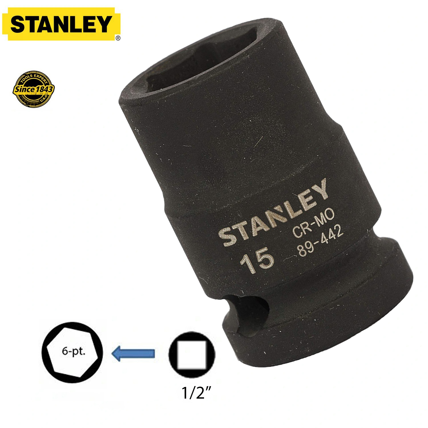 Hình ảnh 7 của mặt hàng Đầu tuýp 1/2" 15mm Stanley STMT89442-8B