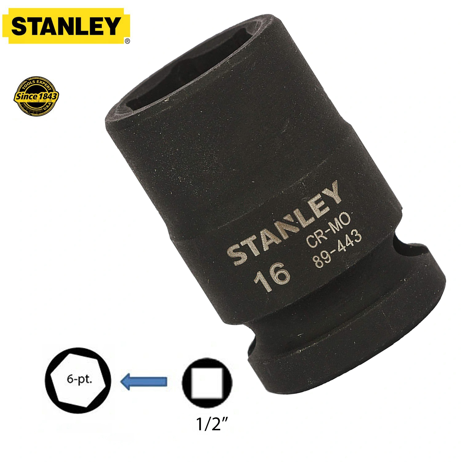 Hình ảnh 7 của mặt hàng Đầu tuýp 1/2" 16mm Stanley STMT89443-8B