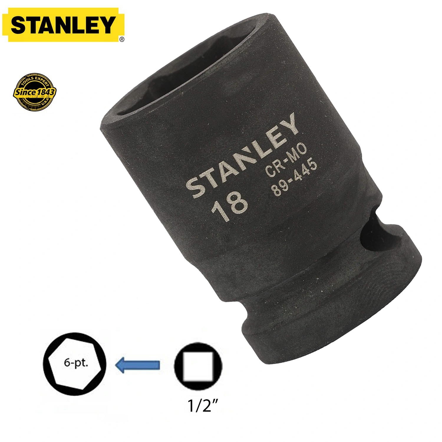 Hình ảnh 7 của mặt hàng Đầu tuýp 1/2" 18mm Stanley STMT89445-8B
