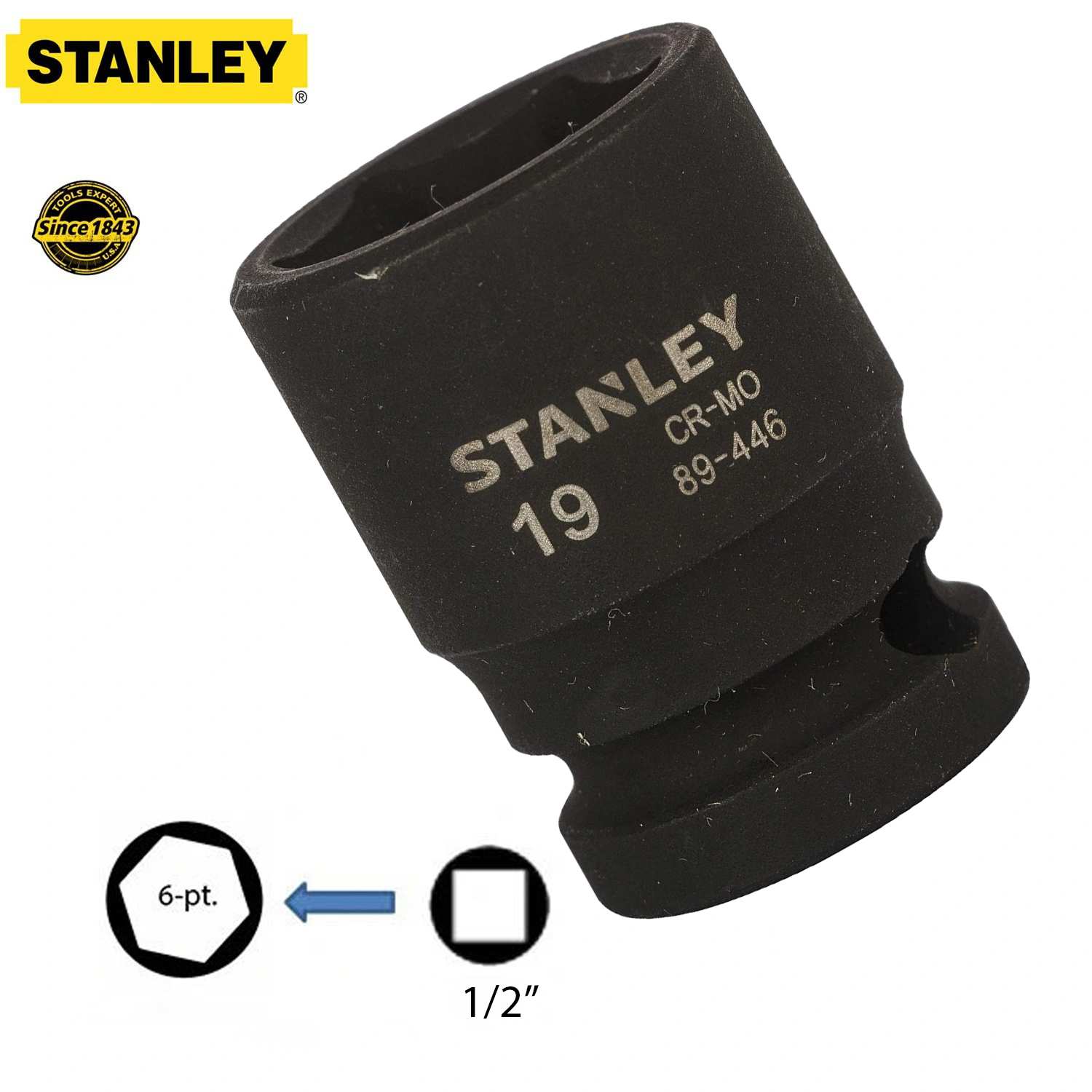 Hình ảnh 7 của mặt hàng Đầu tuýp 1/2" 19mm Stanley STMT89446-8B