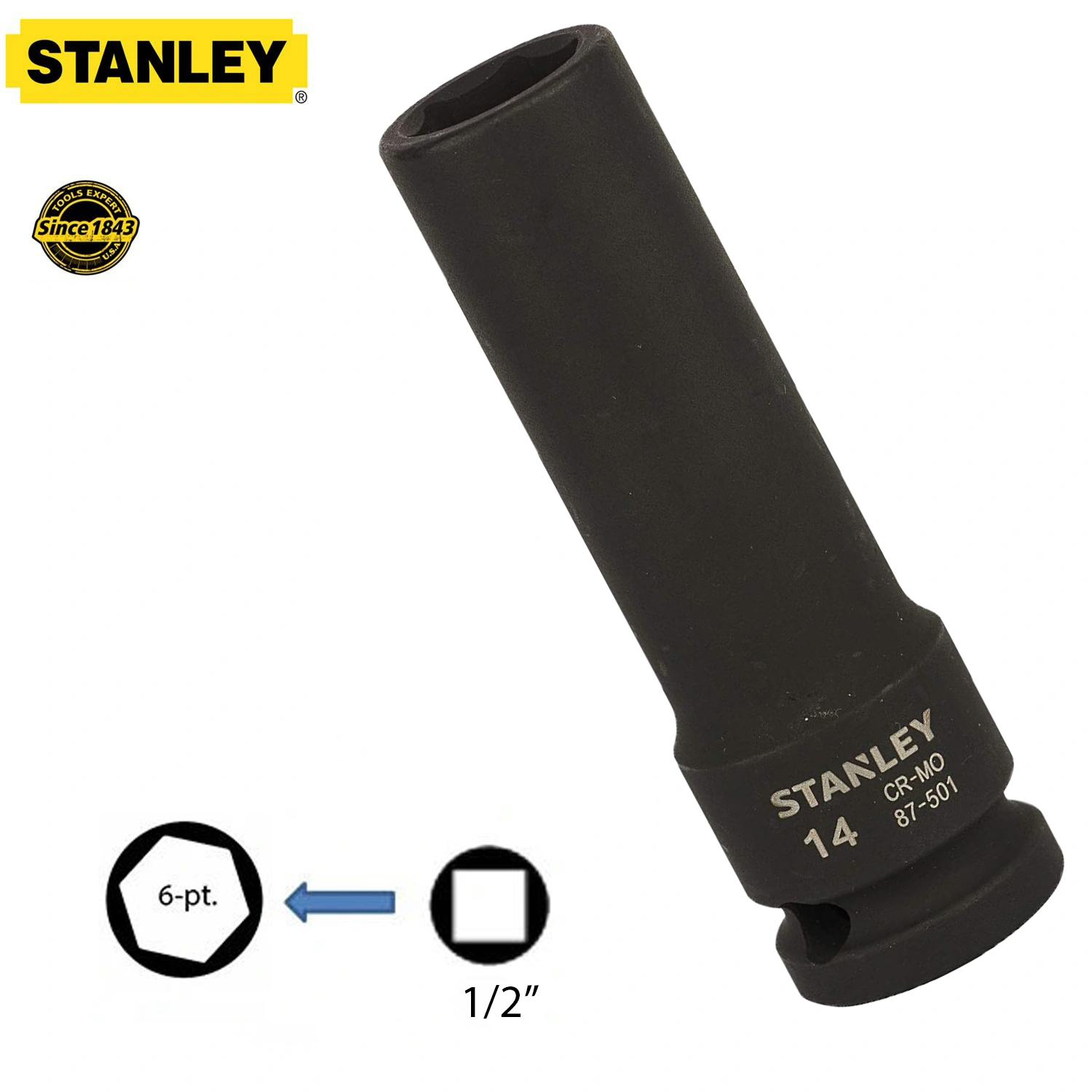 Hình ảnh 7 của mặt hàng Đầu tuýp 1/2" impact deep socket 14mm Stanley STMT87501-8B
