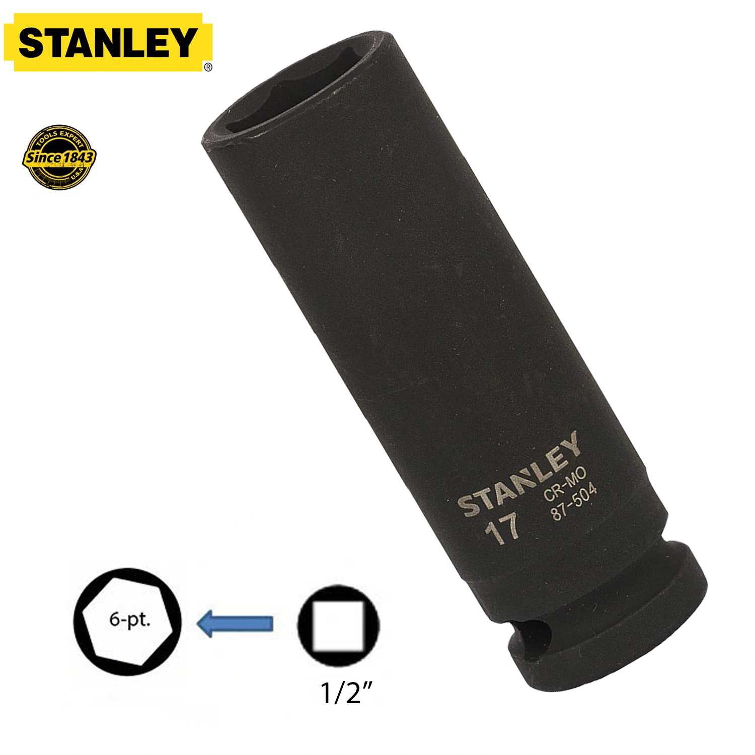 Hình ảnh 7 của mặt hàng Đầu tuýp 1/2" impact deep socket 17mm Stanley STMT87504-8B