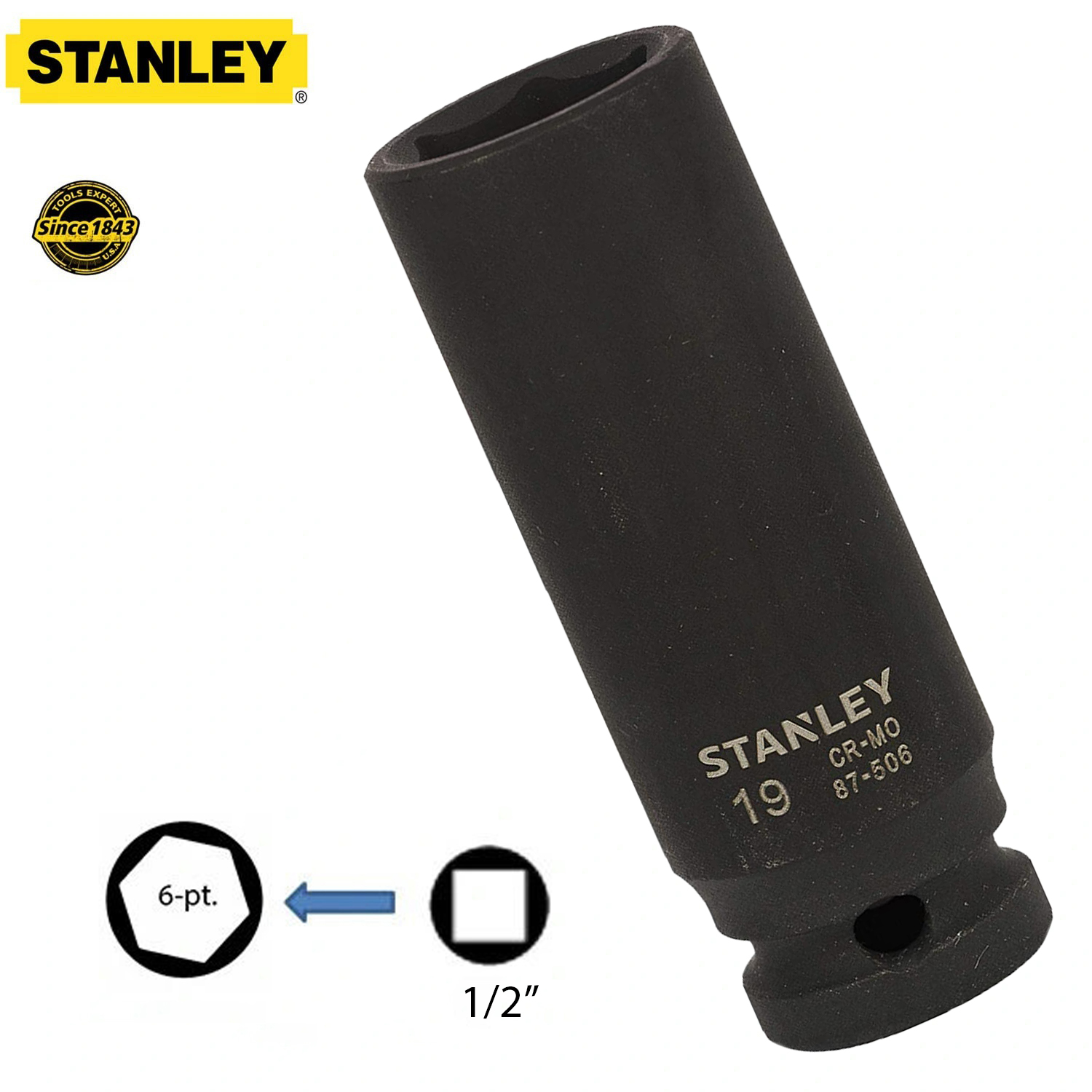 Hình ảnh 7 của mặt hàng Đầu tuýp 1/2" impact deep socket 19mm Stanley STMT87506-8B