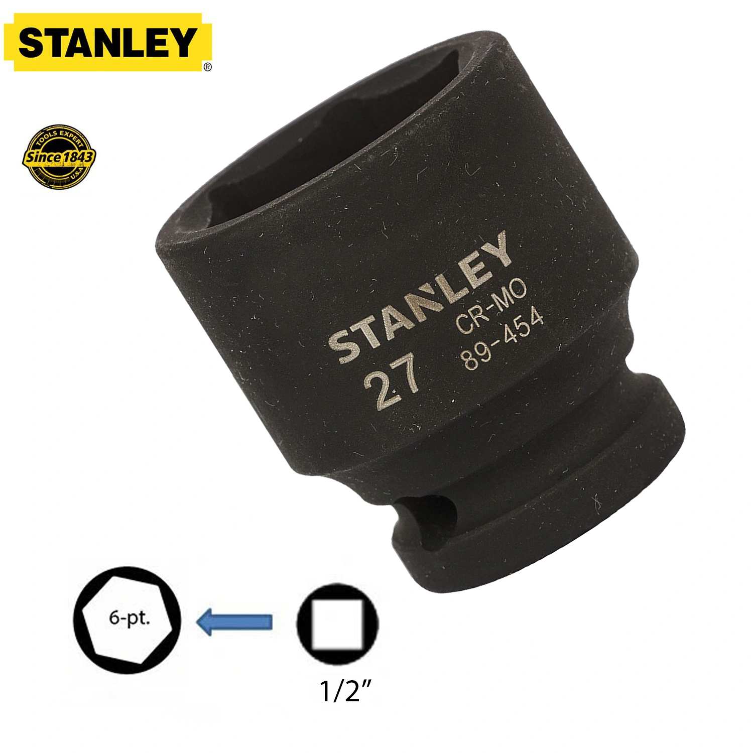 Hình ảnh 7 của mặt hàng Đầu tuýp 1/2" 27mm Stanley STMT89454-8B