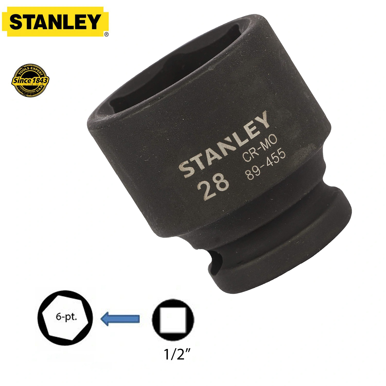 Hình ảnh 7 của mặt hàng Đầu tuýp 1/2" 28mm Stanley STMT89455-8B