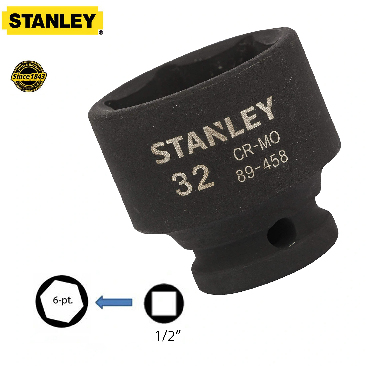 Hình ảnh 7 của mặt hàng Đầu tuýp 1/2" 32mm Stanley STMT89458-8B