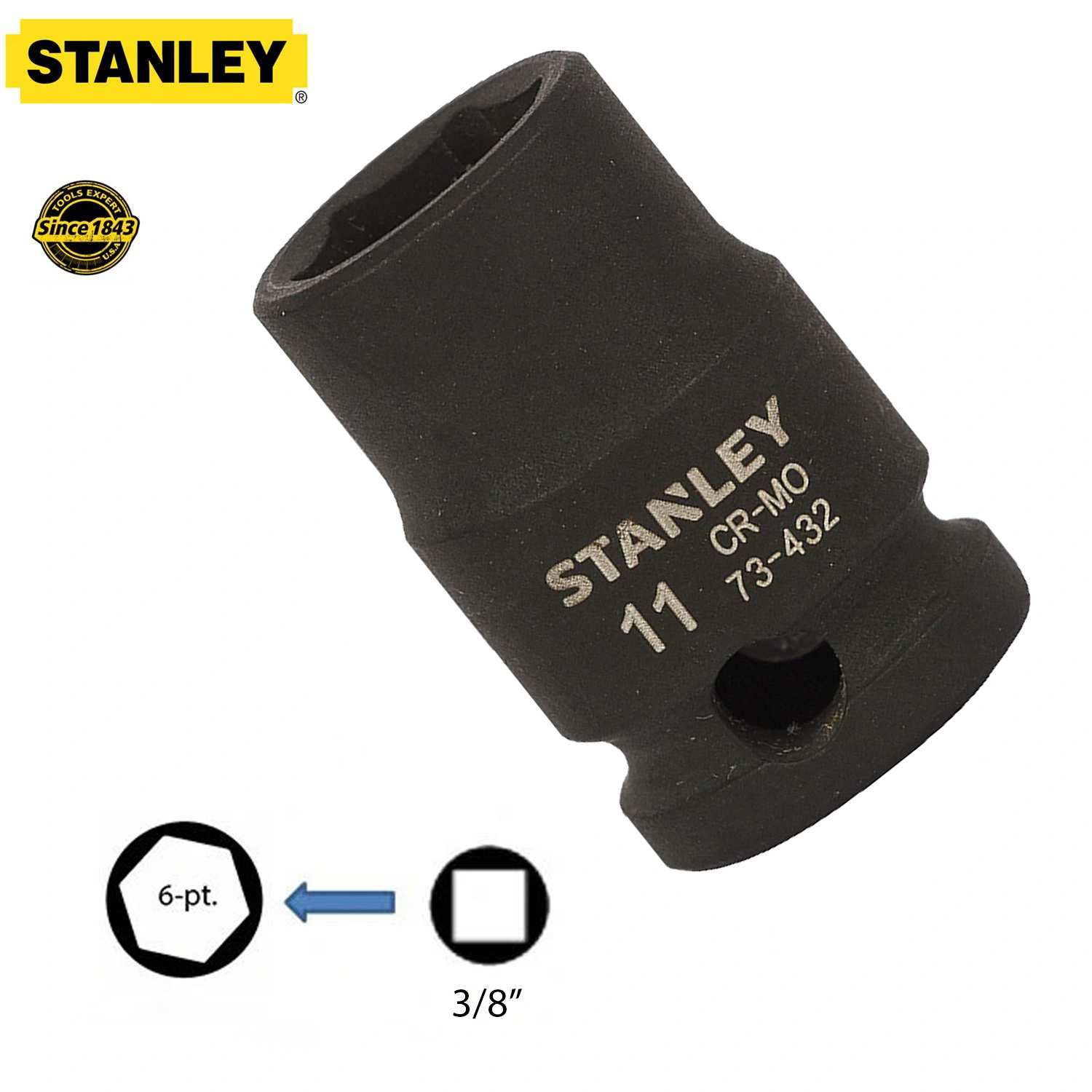 Hình ảnh 10 của mặt hàng Đầu tuýp 3/8" 11mm Stanley STMT73432-8B