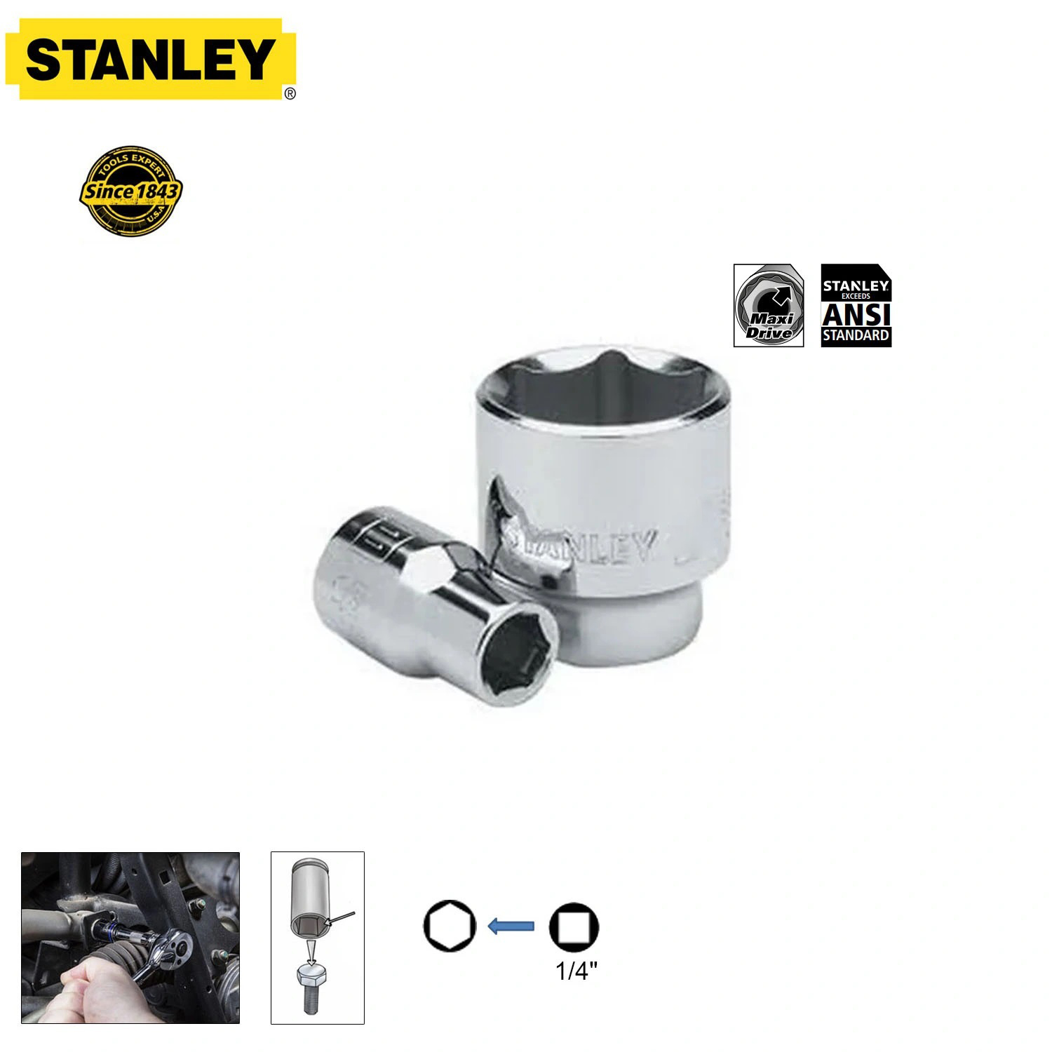 Hình ảnh 5 của mặt hàng Đầu tuýp 1/4" 6PT 3mm Stanley STMT72872-8B