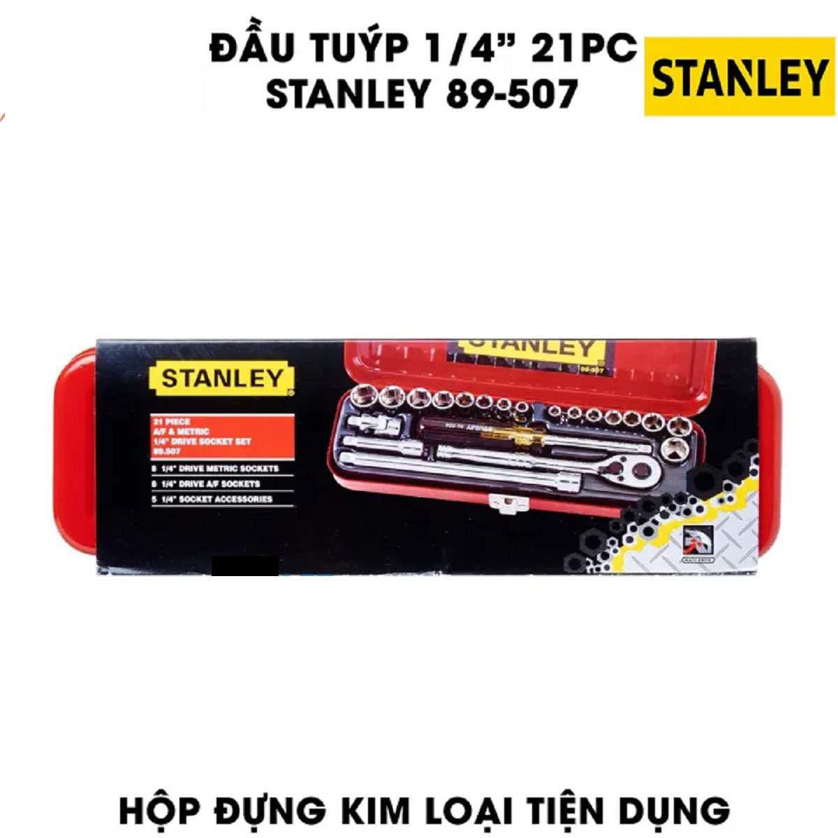 Hình ảnh 1 của mặt hàng Đầu tuýp 1/4" 21 chi tiết Stanley 89-507