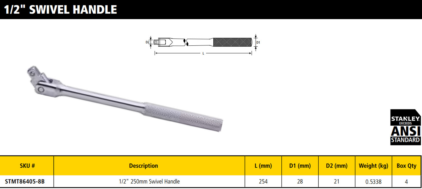 Hình ảnh 3 của mặt hàng Cần siết cần lắc léo 1/2" - 250mm Stanley STMT86405-8B