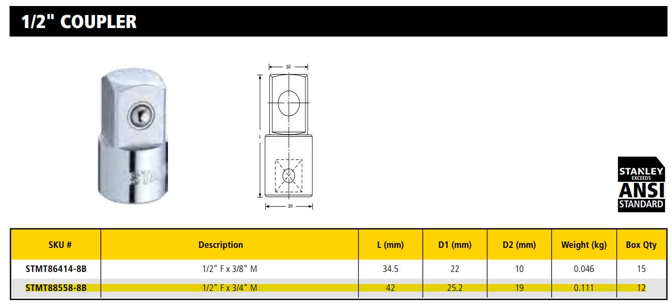 Hình ảnh 2 của mặt hàng Cần siết đầu chuyển 1/2"Fx3/4"M Stanley STMT88558- 8B