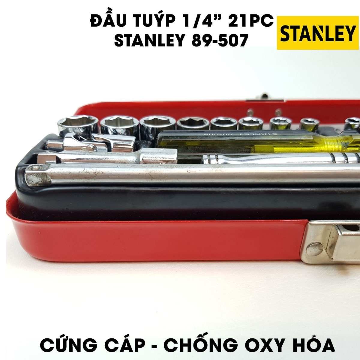 Hình ảnh 3 của mặt hàng Đầu tuýp 1/4" 21 chi tiết Stanley 89-507