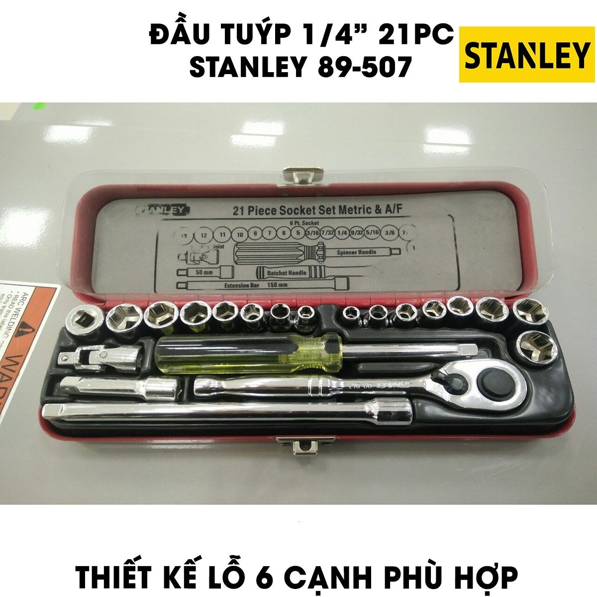 Hình ảnh 2 của mặt hàng Đầu tuýp 1/4" 21 chi tiết Stanley 89-507