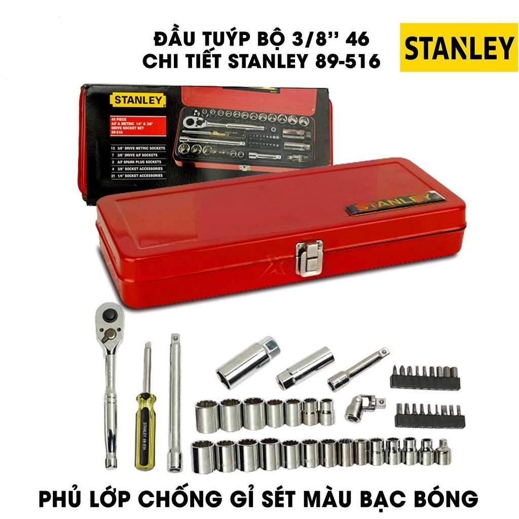 Hình ảnh 3 của mặt hàng Đầu tuýp bộ 3/8" 46 chit iết Stanley 89-516