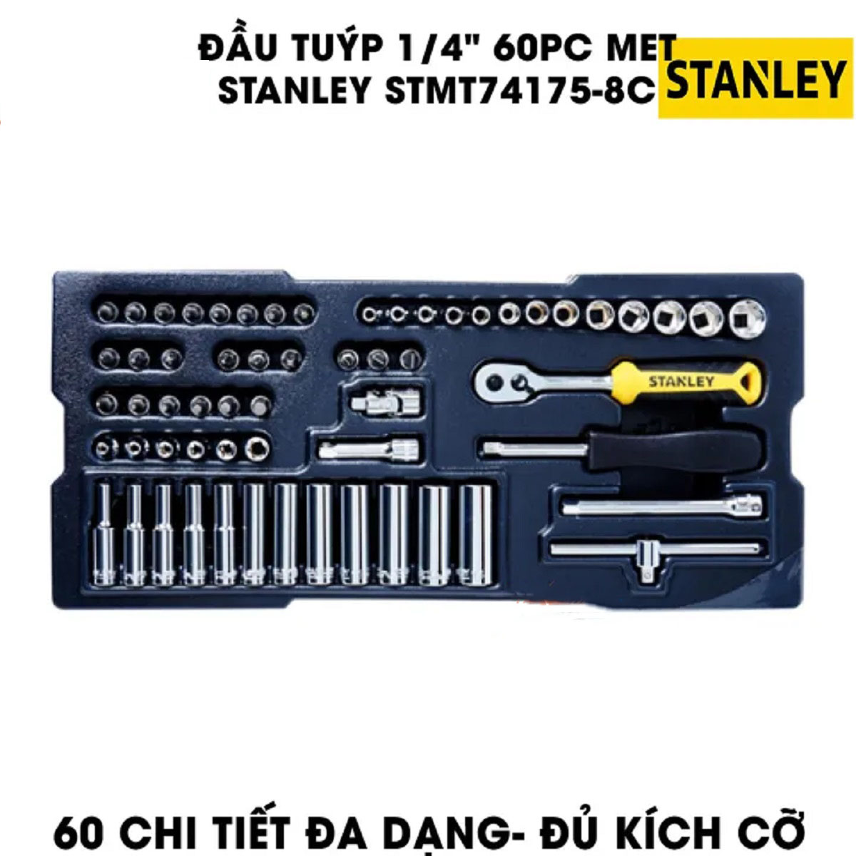 Hình ảnh 8 của mặt hàng Đầu tuýp 1/4" MET 60 chi tiết Stanley STMT74175-8C