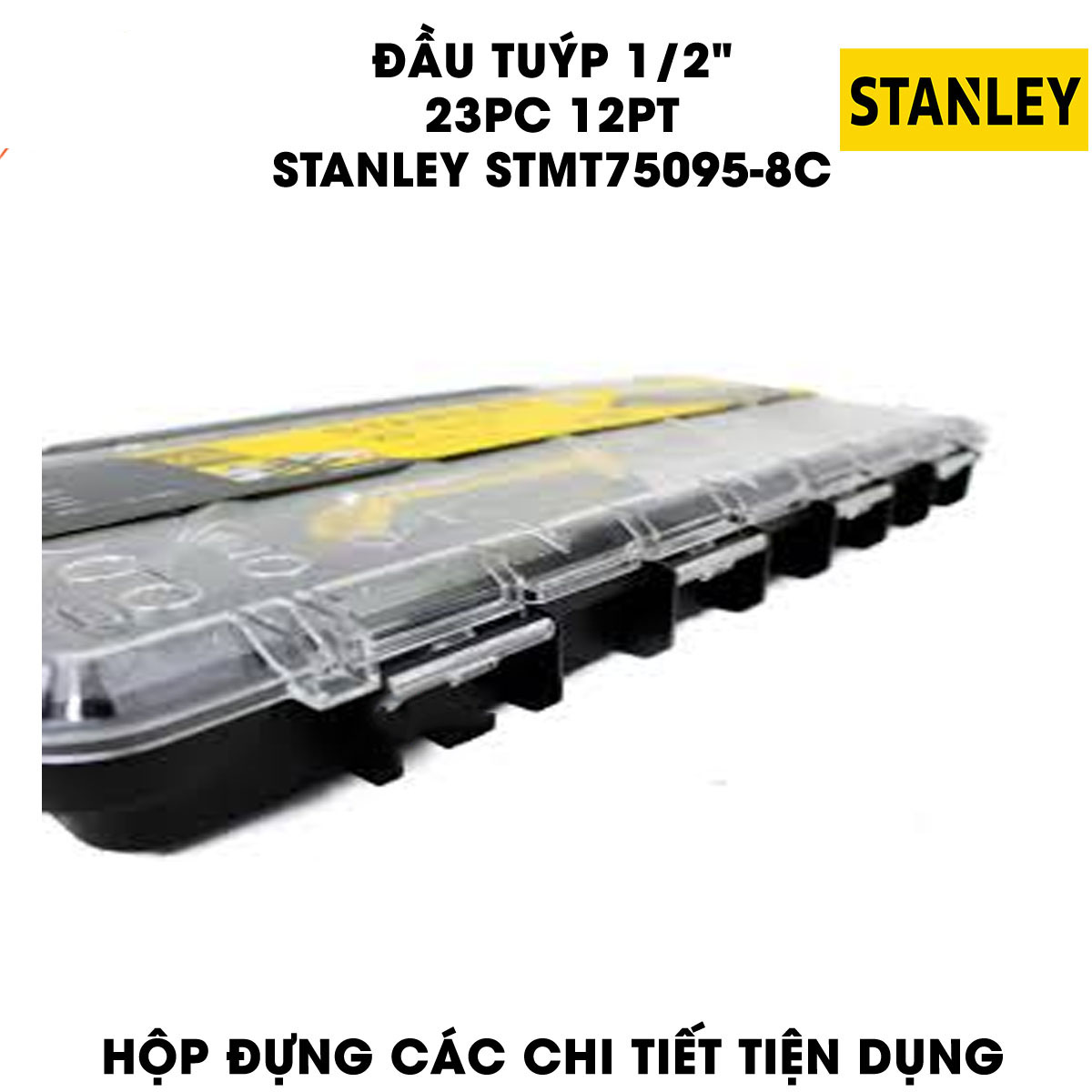 Hình ảnh 3 của mặt hàng Đầu tuýp 1/2" 12PT 23 chi tiết Stanley STMT75095-8C