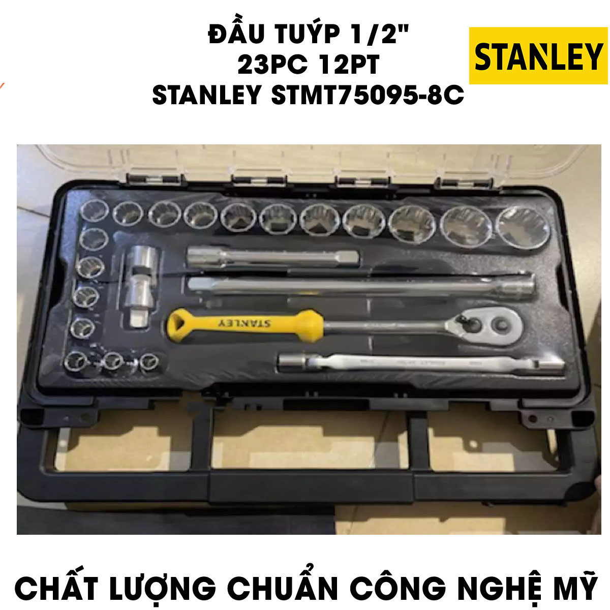 Hình ảnh 5 của mặt hàng Đầu tuýp 1/2" 12PT 23 chi tiết Stanley STMT75095-8C