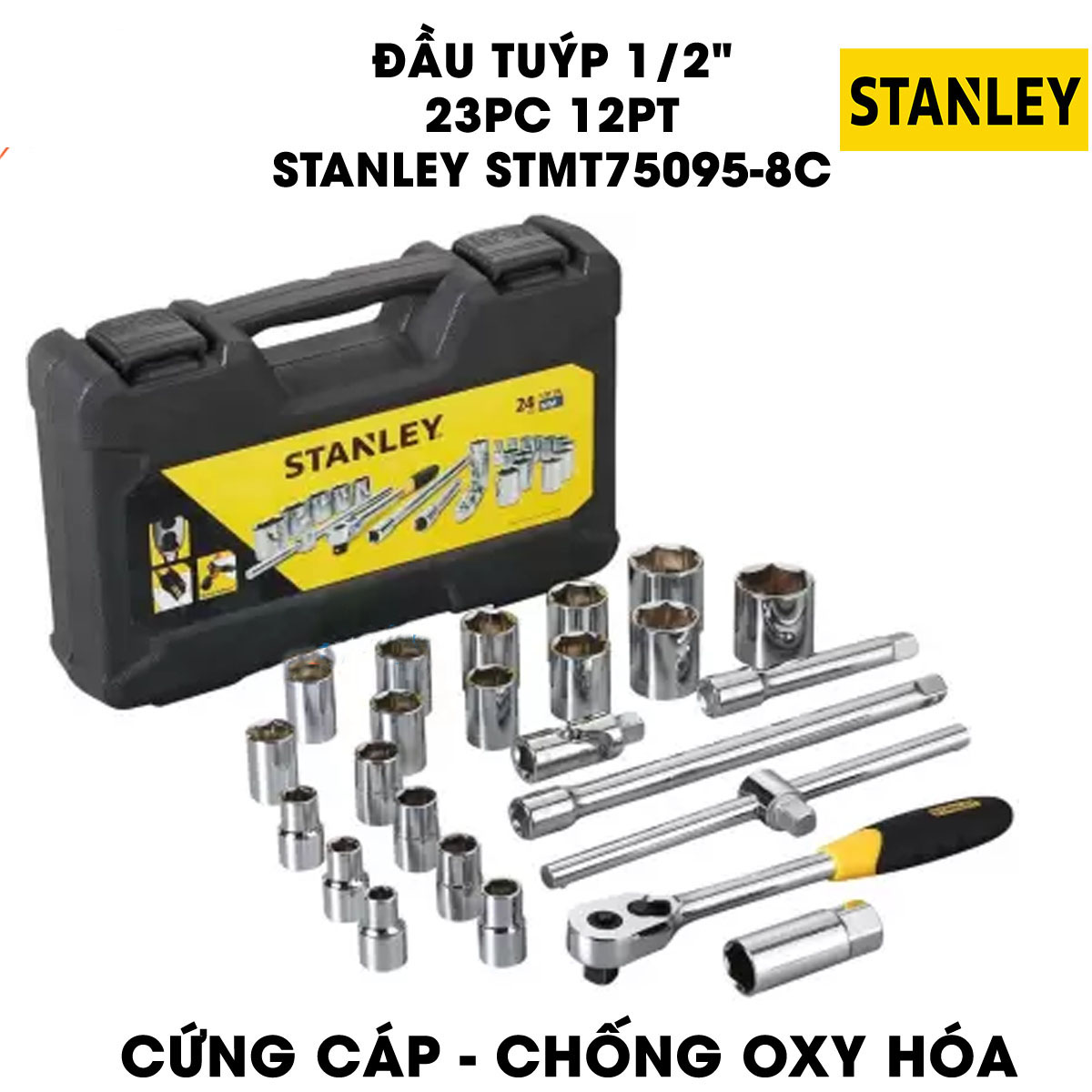 Hình ảnh 7 của mặt hàng Đầu tuýp 1/2" 12PT 23 chi tiết Stanley STMT75095-8C