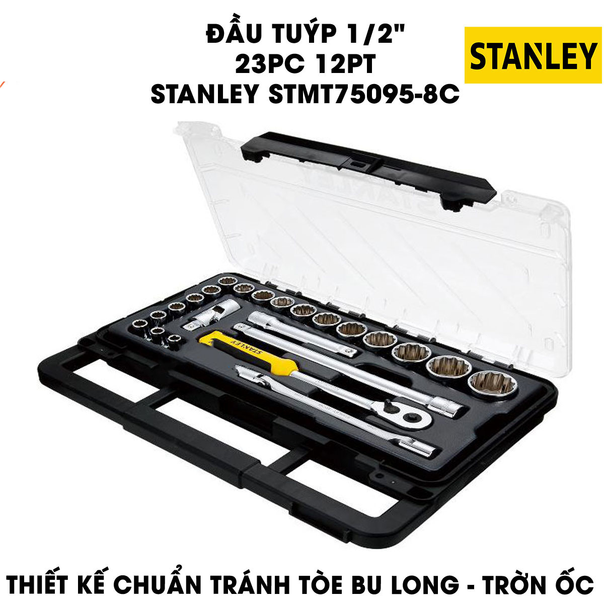 Hình ảnh 8 của mặt hàng Đầu tuýp 1/2" 12PT 23 chi tiết Stanley STMT75095-8C