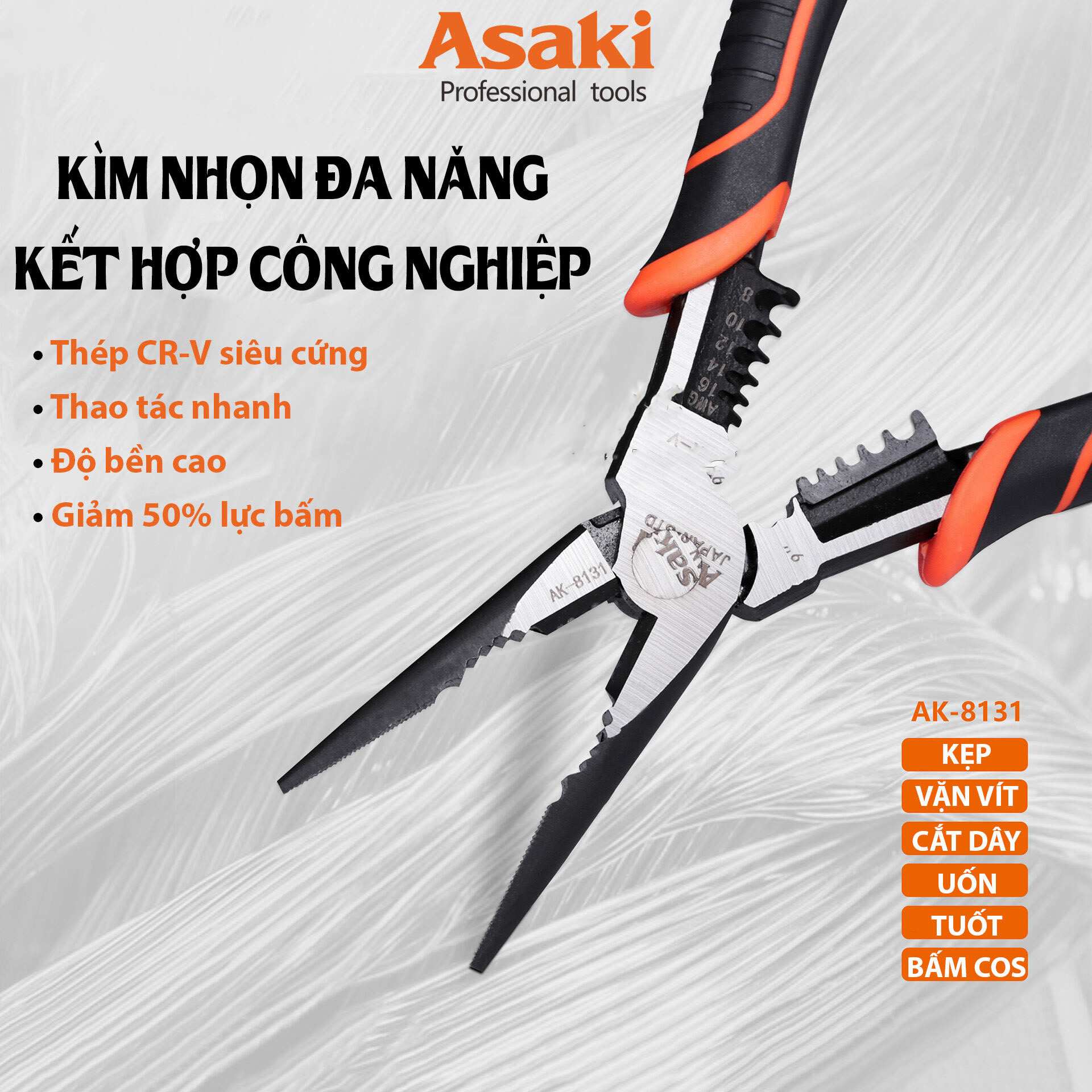 Hình ảnh 2 của mặt hàng Kềm nhọn đa năng cao cấp 9"/225mm AK-8131