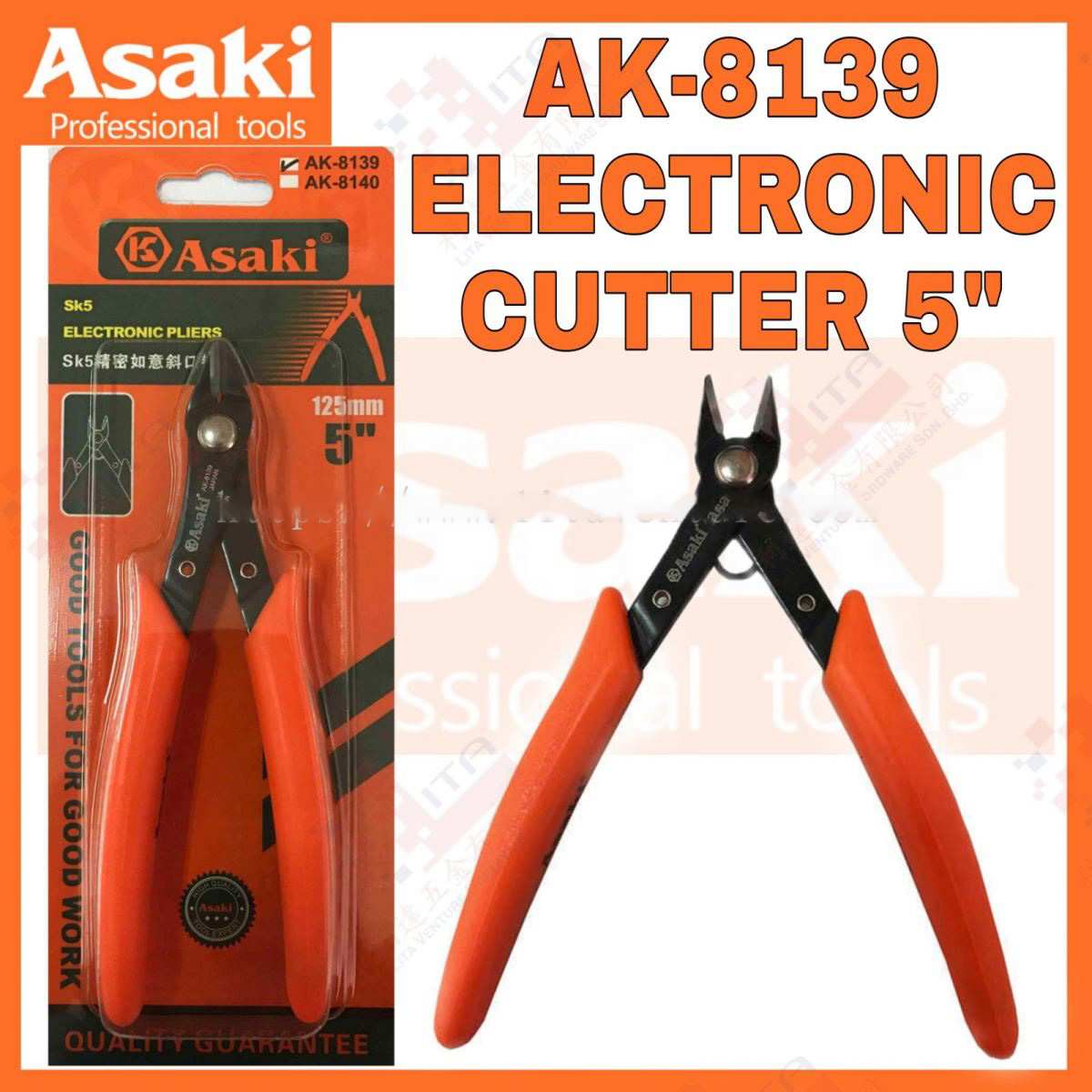 Hình ảnh 7 của mặt hàng Kềm cắt chân mạch điện tử cao cấp 5"/125mm Asaki AK-8139