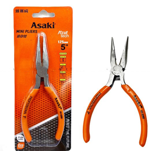 Hình ảnh 6 của mặt hàng Kềm nhọn mini có răng trong 5"/125mm Asaki AK-8293