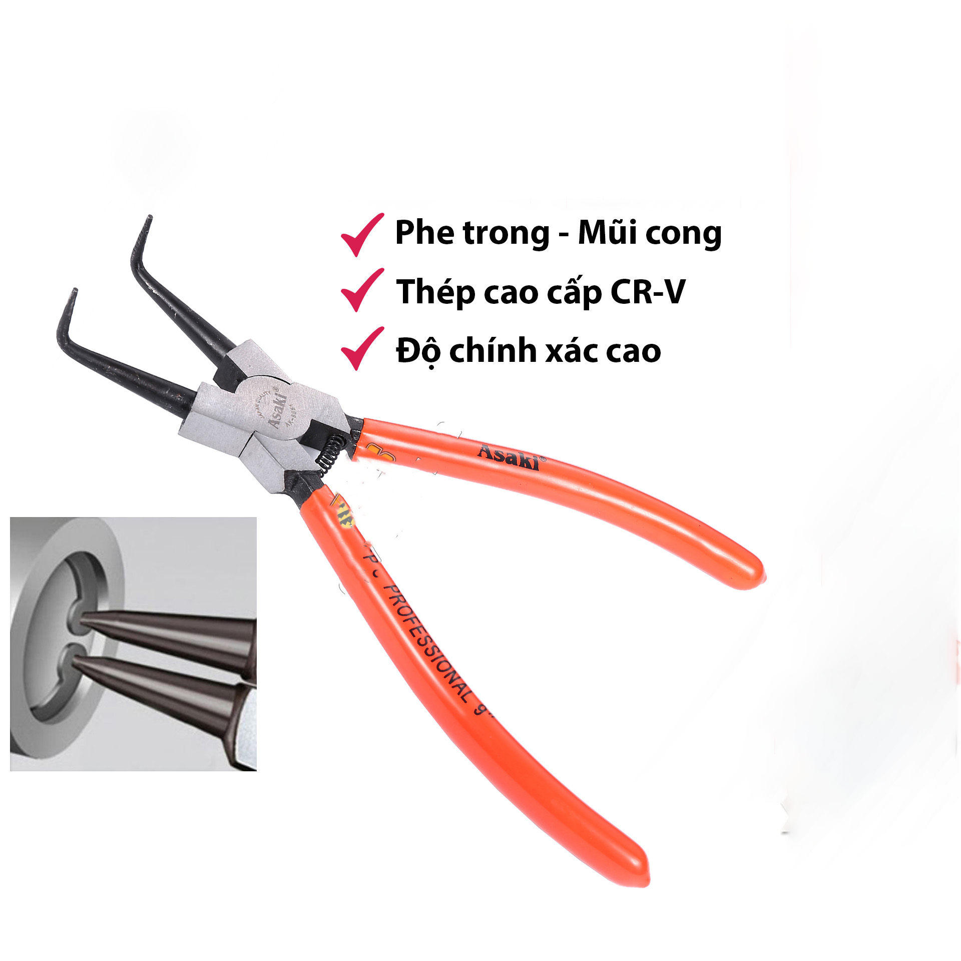 Hình ảnh 9 của mặt hàng Kềm bóp phe mỏ thẳng 7”/175mm Asaki AK-8342