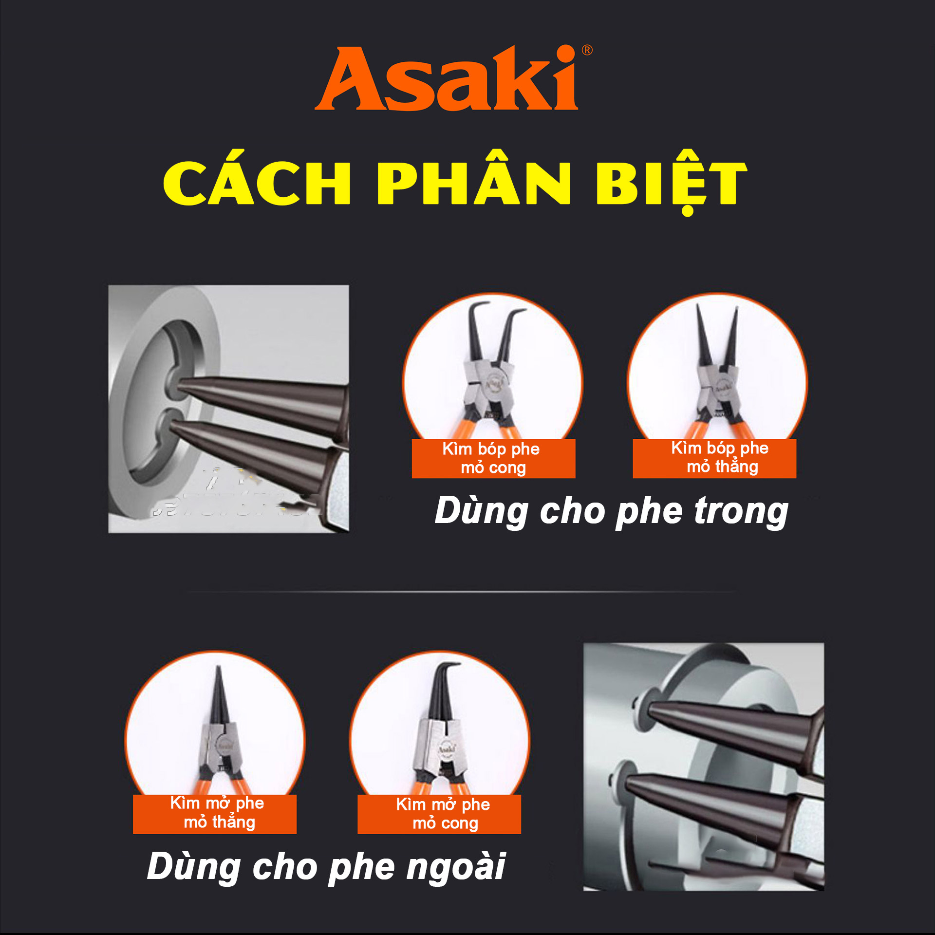 Hình ảnh 10 của mặt hàng Kềm bóp phe mỏ thẳng 7”/175mm Asaki AK-8342