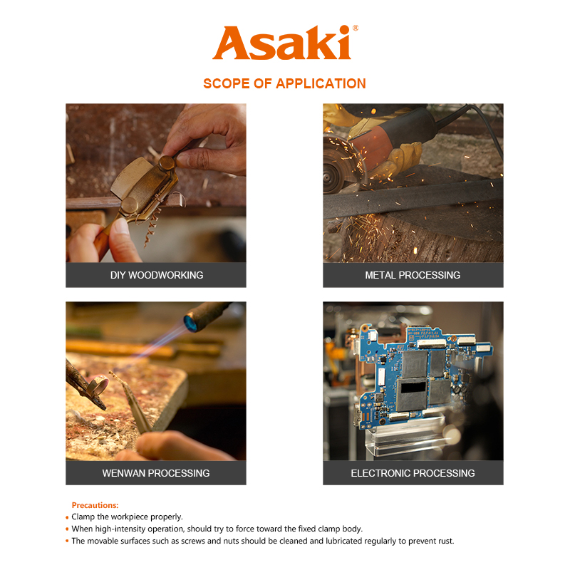 Hình ảnh 12 của mặt hàng Ê tô kẹp bàn mâm xoay mini Mở miệng max : 7cm Chiều cao từ bàn kẹp : 9cm  Kẹp bàn max: 7.5cm F80 Asaki AK-6877