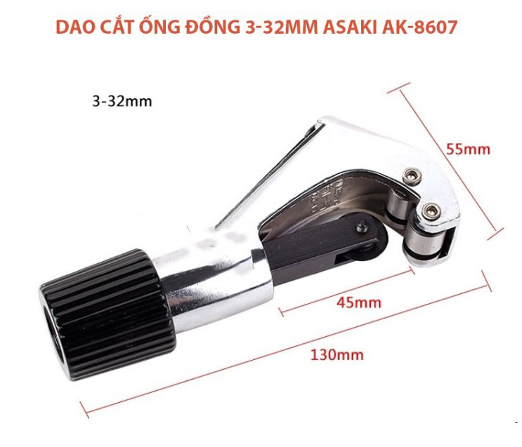 Hình ảnh 2 của mặt hàng Dao cắt ống (đồng, nhôm, titan, inox) 3 – 32mm Asaki AK-8607