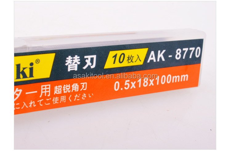 Hình ảnh 1 của mặt hàng Lưỡi dao rọc giấy 100 x 18 x 0.5mm 7 sọc Asaki AK-8770